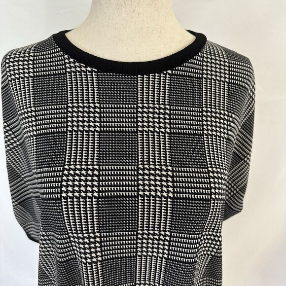 RALPH LAUREN Glen Plaid Short Sleeve Jersey Knit Top Sz 1X Plus Houndstooth - Picture 3 of 8